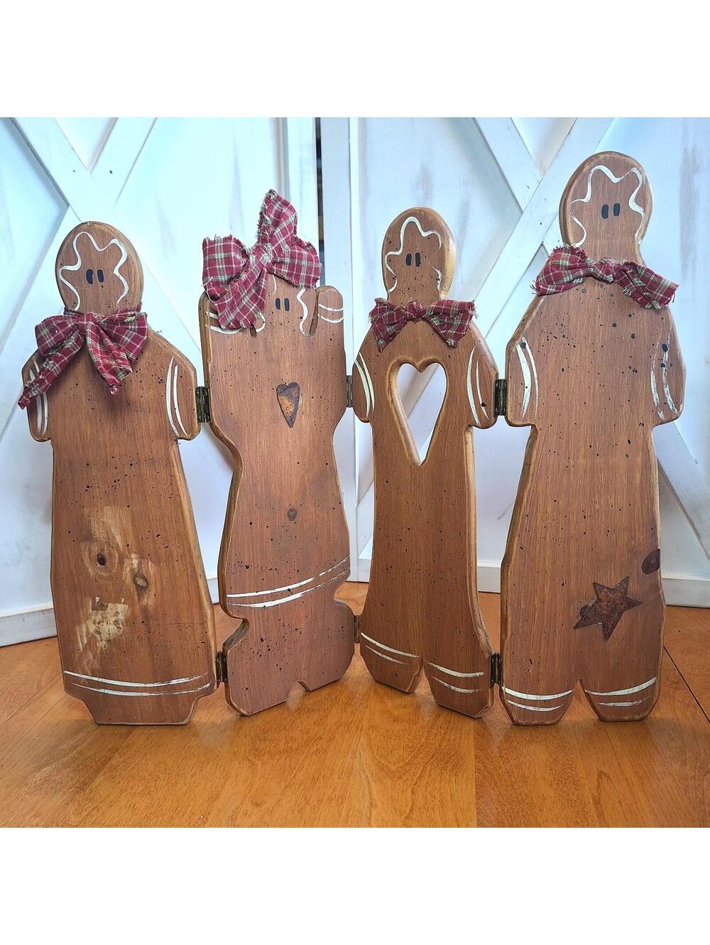 Accordion Gingerbread Wooden Christmas Decoration Primitive/Rustic 18"W X 15"H